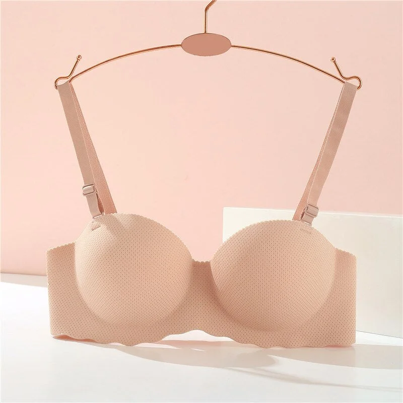 FINETOO A B Cup Push Up Bra Women 1/2 Cup Bras Soft Wireless Bralette Breathable Underwear Candy Color Bras Female Lingerie 2021