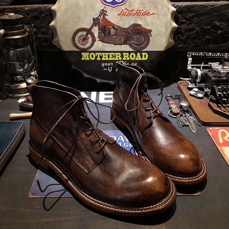 American Retro Tooling Leather Martin Boots Shoes