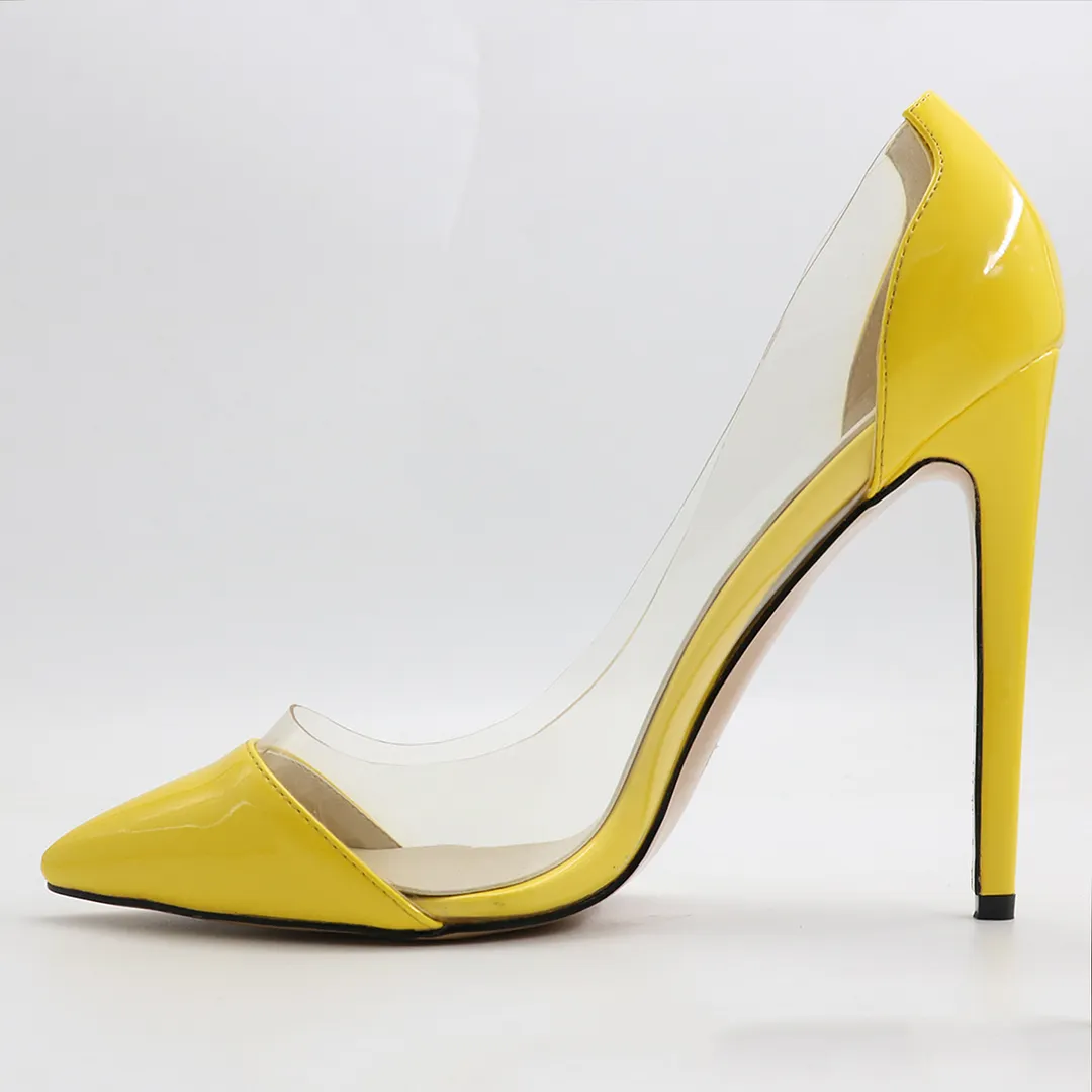 4.72" Transparent Splice Pumps Wedding Dating High Heels Patent-vocosishoes