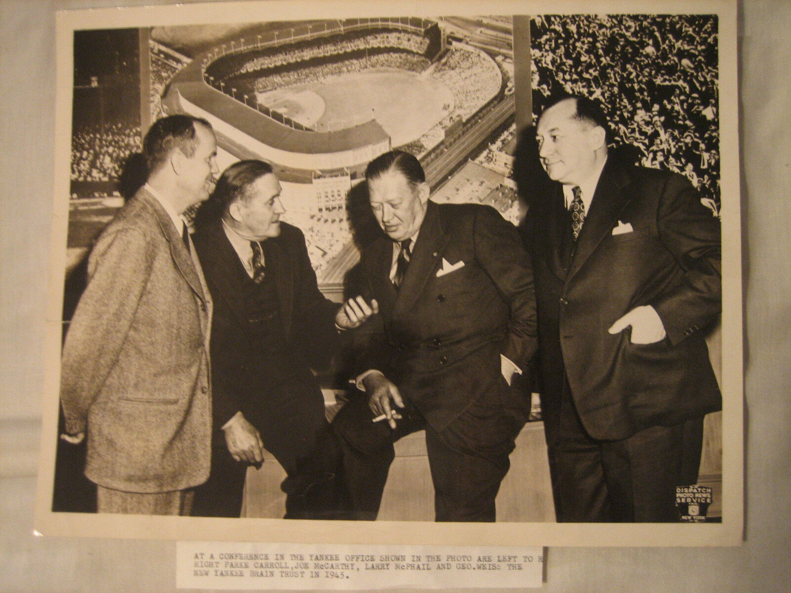 Joe McCarthy Larry MacPhail George Weiss 1945 Original OVERSIZED Photo Poster painting Yankees