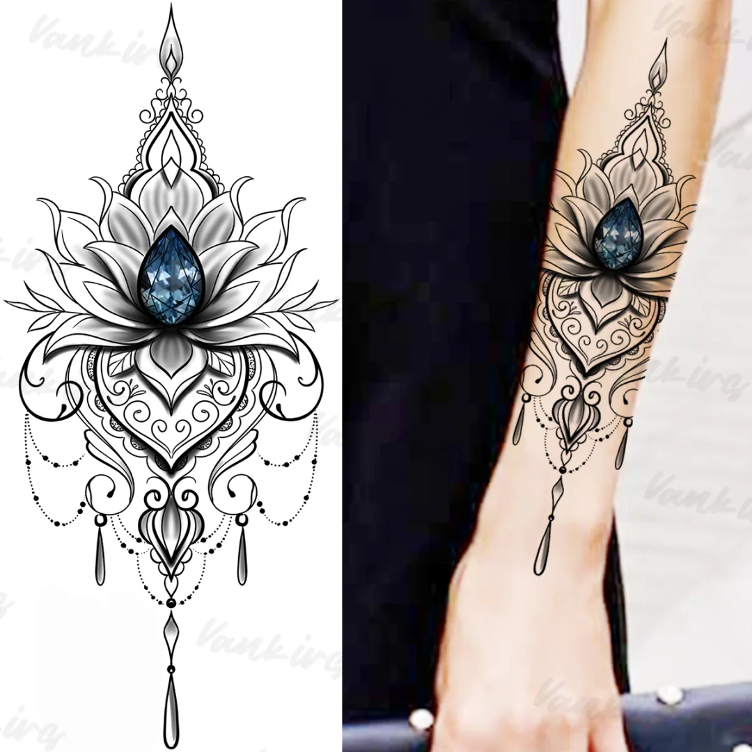 Sdrawing Flower Temporary Tattoos For Women Girls Realistic Lavender Butterfly Flower Fake Tattoo Sticker Forearm Body Tatoos 3D