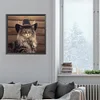 Désert cool cowboy chat à poil long-plein rond diamant peinture-30 * 30cm