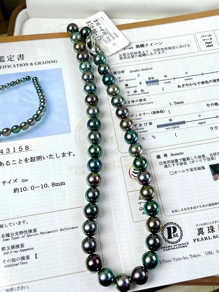 TINA jewelry seawater pearl colorful Tahitian black pearl color black pearl necklace pearl size 8-10mm