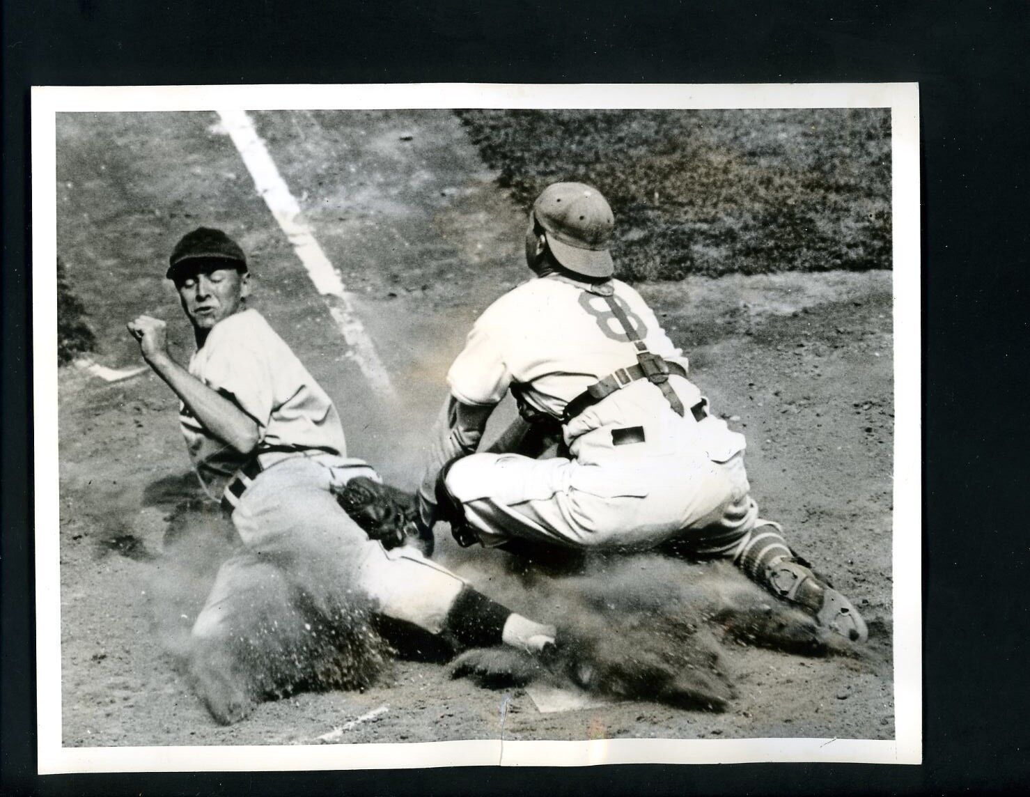 Gus Mancusco & Stan Hack 1936 Press Photo Poster painting New York Giants Chicago Cubs