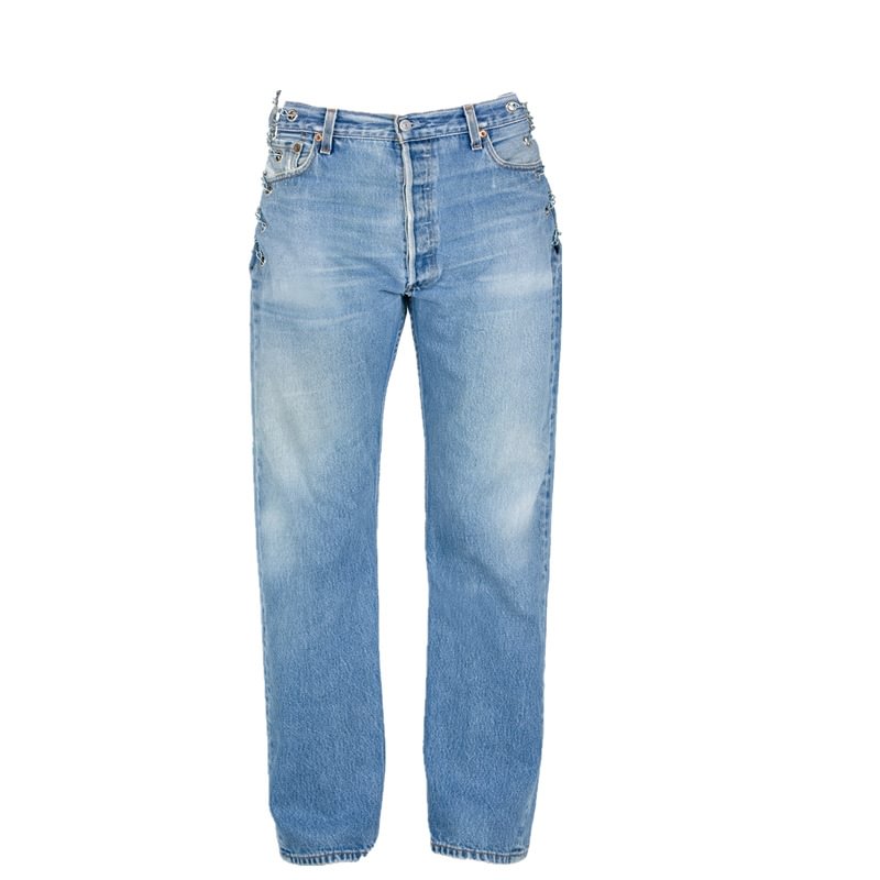 Sexy High Waist Jeans Iron Chain Hollow Out Denim For Women