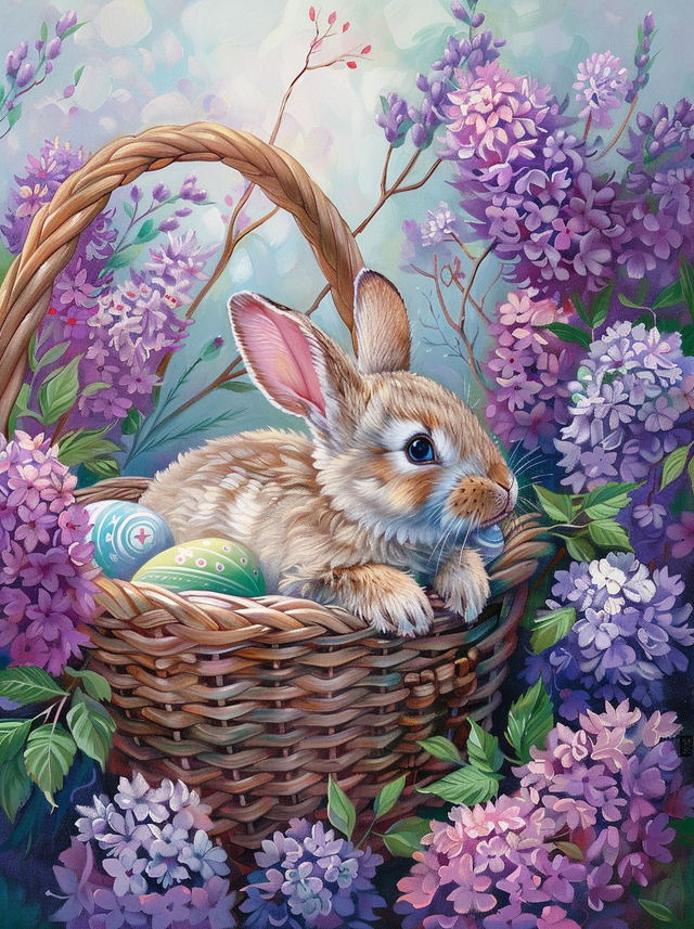DIY Painting By Numbers | Bunny in the Basket - 40*50cm