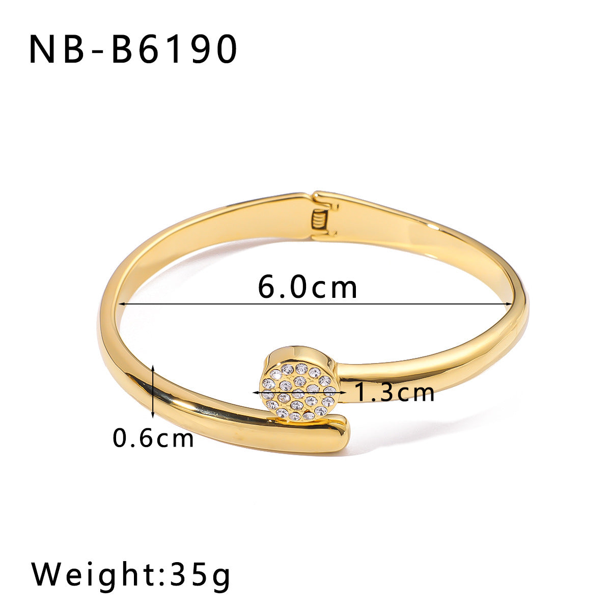 Stainless Steel 18K Gold Plated Bracelet Geometric Buckle Open Bracelet Inlaid With Rhinestones Bracelet