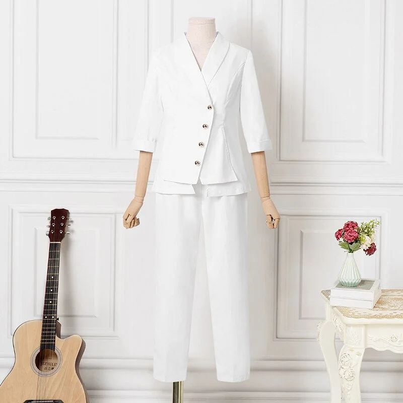 Women Long Sleeve Lapel Suit 2022 Casual Blazer Ropa De Mujer Jackets VONDA OL Office Formal Coats Long Trousers Suits 2PCS