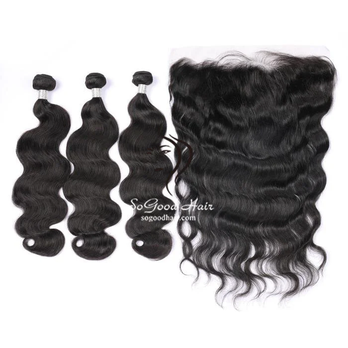 3 Bundles Body Wave With 13x4 Lace Frontal 12A+ Virgin Human Hair