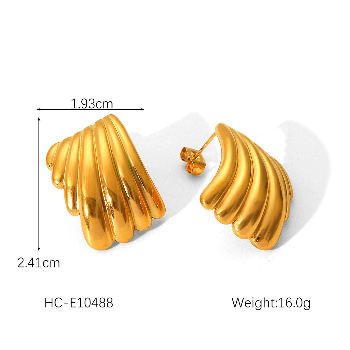 IG Style Irregular Pleated Conical Droplet Wave Geometric Leaf Flower Stainless Steel Electroplating Earrings