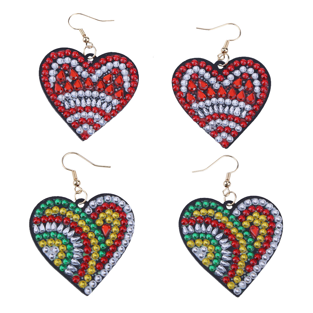 5D DIY Diamond Painting Earrings Double-sided Heart Drop Earrings (RZ017)