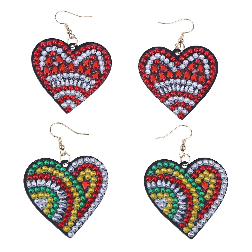 4PCS 5D DIY Diamond Painting Heart Drop Earrings(Double-sided)
