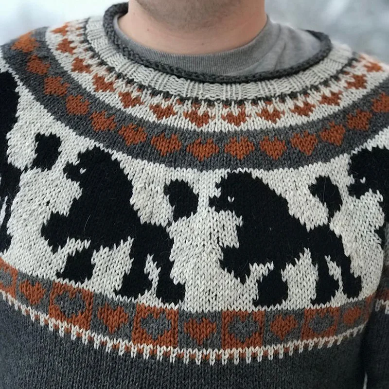 Vintage Puppy Graphics Knitted Iceland Sweater