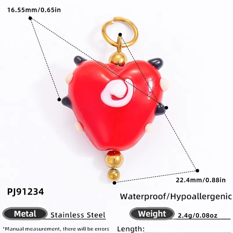 1 Piece 12.64*13.28mm 304 Stainless Steel Zircon 18K Gold Plated Heart Shape Pendant Jewelry Accessories