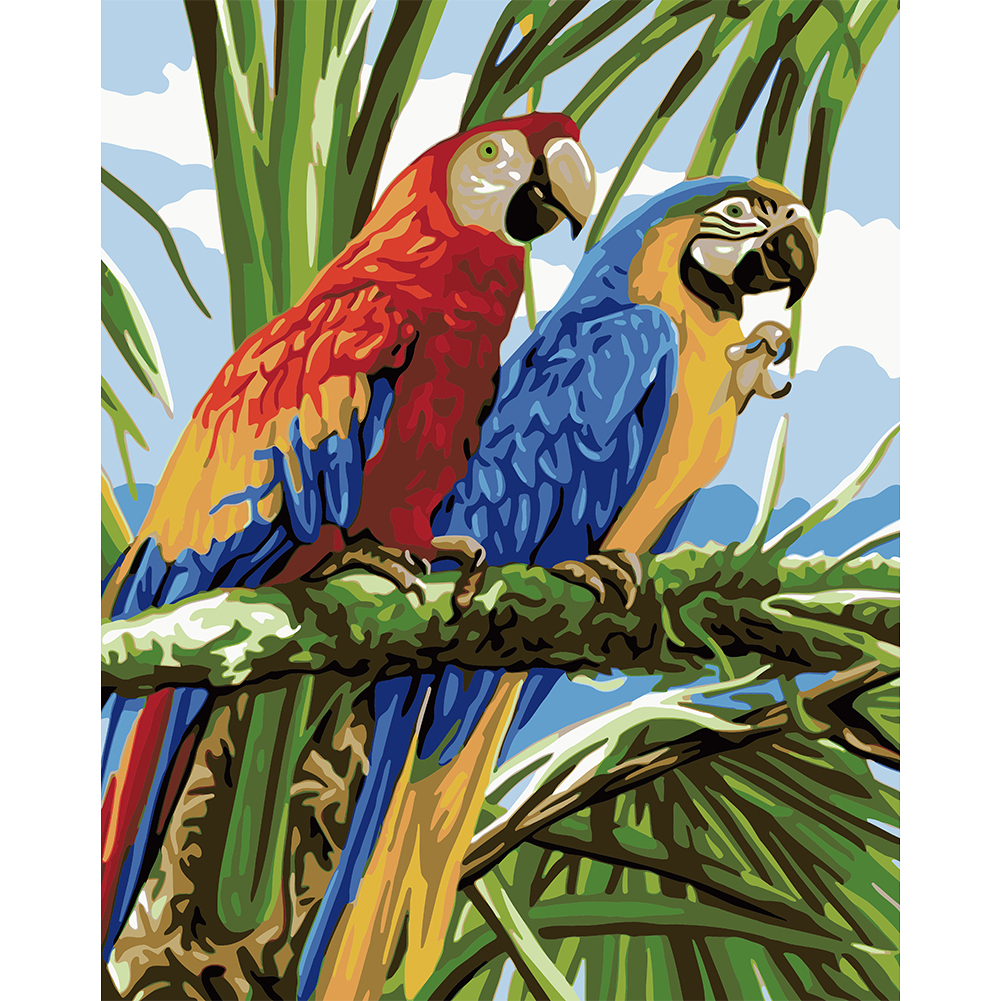 

40*50cm - Painting By Numbers - Two Parrots, 501 Original