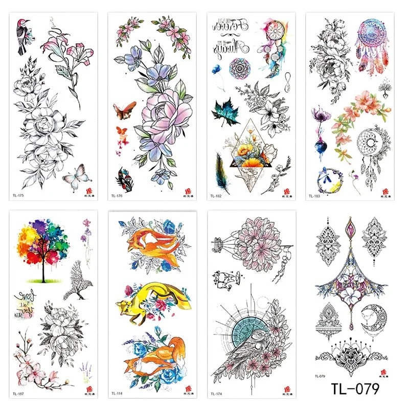 Flower animal totem romantic beautiful bird fragrance waterproof lasting men and women personality temporary tattoo stickers