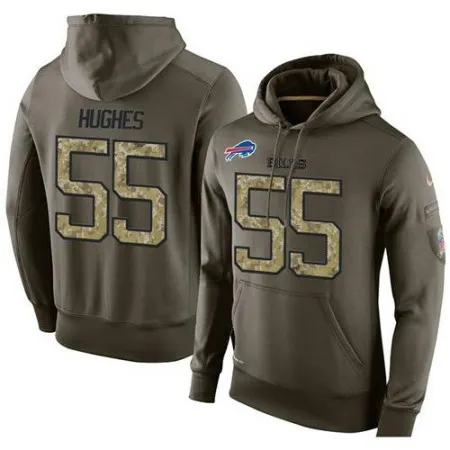 NFL Men's  Buffalo Bills #55 Jerry Hughes Stitched Green Olive Salute To Service KO Performance Hoodie