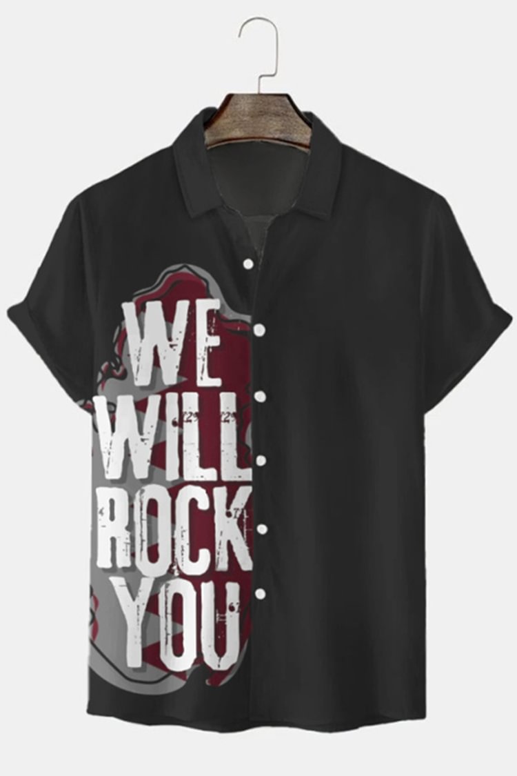 Men's Rock And Roll Pattern Short Sleeve Shirt