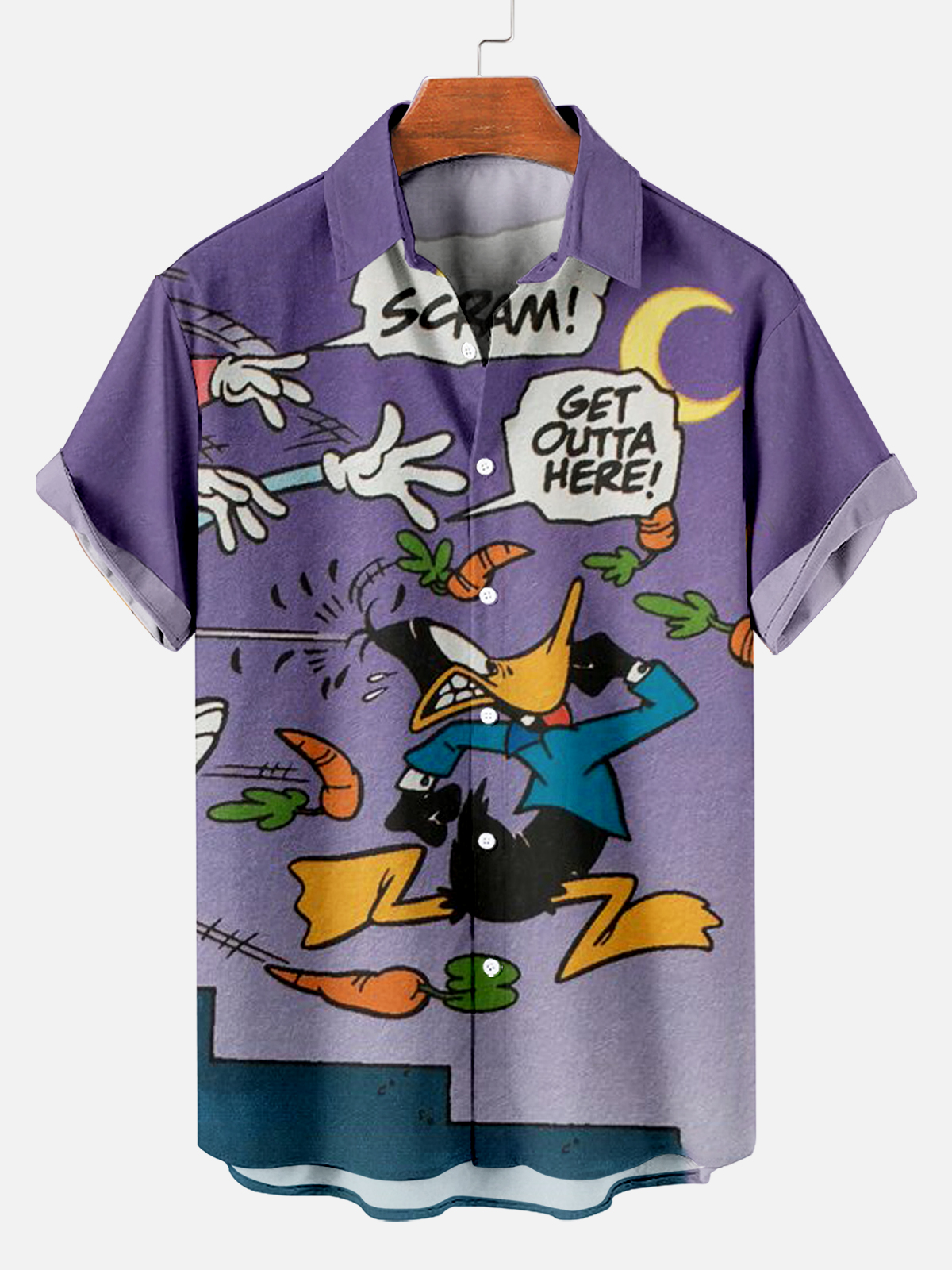 Retro Classic Cartoon Running Duck Casual Short Sleeve Shirt PLUSCLOTHESMAN