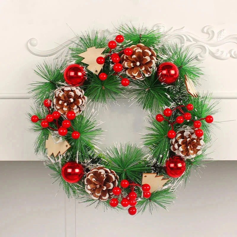 Simulation red fruit wreath personalized Christmas pendant pine cone decoration