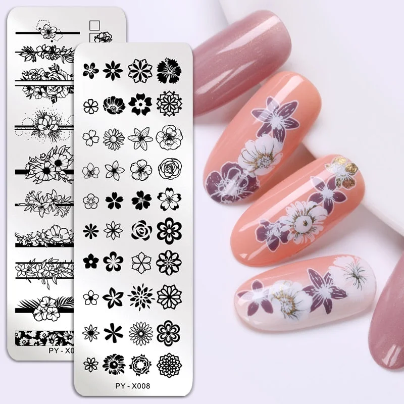 PICT YOU  Flower Geometry Nail Stamping Plates Animal Leaves DIY Image Stencil For Nails Polish Printing Templates Tools-Nail Inspo