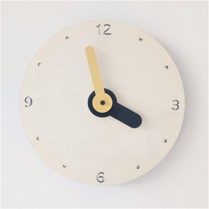 INS Nordic Minimalist Wood Wall Clock Baby Kids Room Decorations Figurines Wooden Mute Clocks Living Room Wall Decor Photo Props