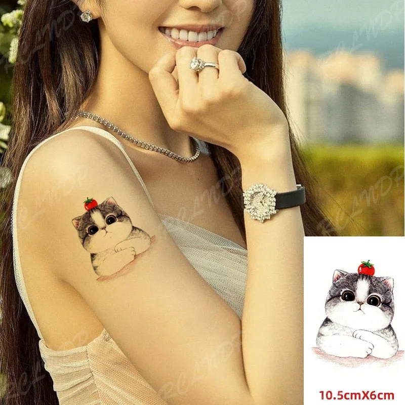 Waterproof Temporary Tattoo cute squirrel fox dog rabbit owl Cat animal fake tatto stickers flash tatoo for kids girl women lady