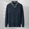Men's Fake Two-piece Warm Knitted Bottoming Shirt