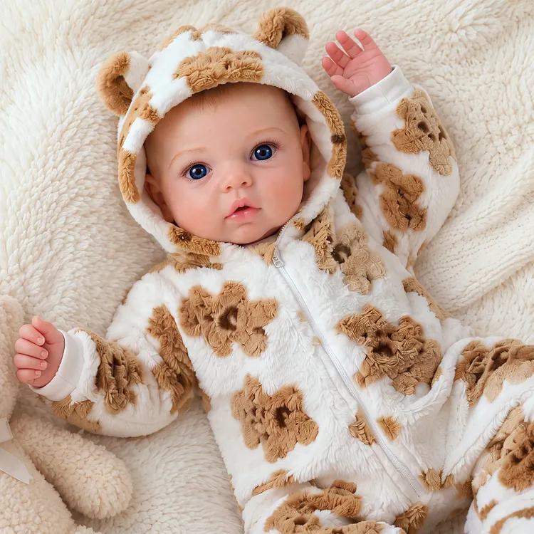 [Pre-Order] Babeside Olin 20" Vinyl Reborn Baby Girl Doll &ndash; Cozy Teddy Bear Hooded Romper