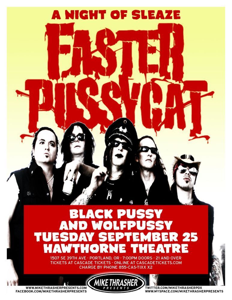 FASTER PUSSYCAT 2012 Gig POSTER Portland Oregon Concert