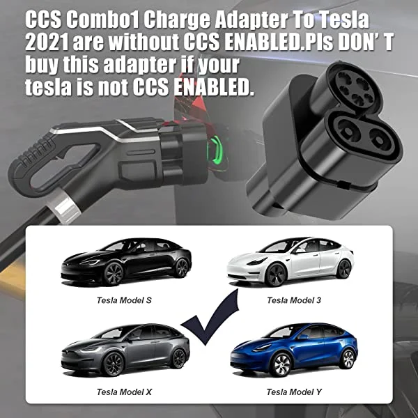 Supicon CCS1 to Tesla Adapter Combo,DC Charge Adapter for Model 3,Y,S & X,Rated  150-200kw,250 Amps,Compatible with All CCS1 Chargers,for CCS Enabled Tesla  car only,Upgrade CCS Before use This Adapter
