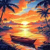 Sonnenuntergang Seeblick - runder Bohrer Diamantmalerei - 40*50cm