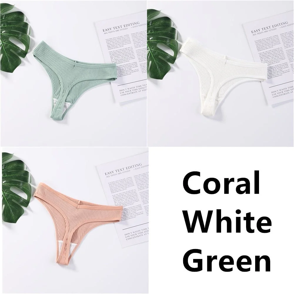 3Pcs/Set Panties G-String Ladies Sexy Panties Ladies Ladies Thong Underwear Low Waist Solid Comfortable Cotton Panties Lingerie