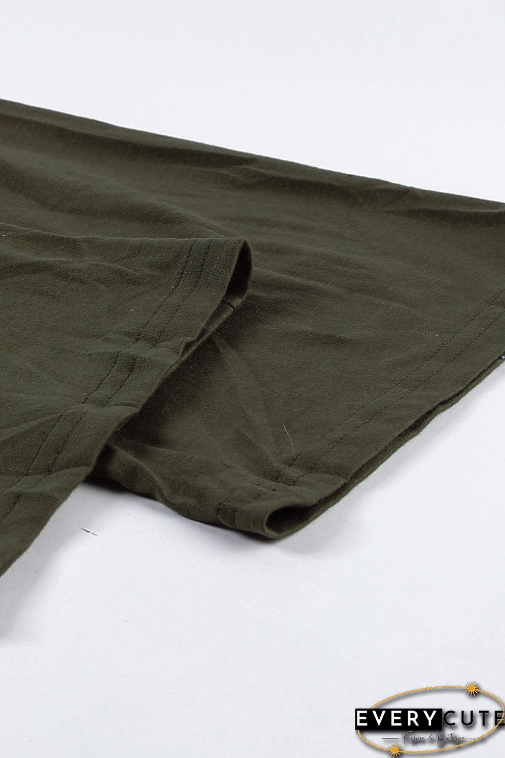 Green Split Neck Drawstring Waist Sleeveless Jumpsuit