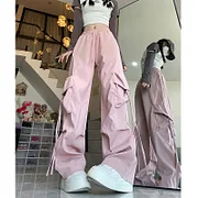 Cgacest American new overalls women summer thin high-waisted straight wide-legged hot girls loose dancing quick-drying casual trousers
