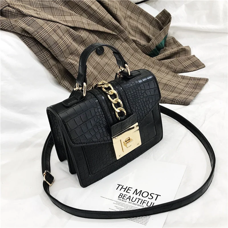 Crossbody Bags for Women 2021 Crocodile Pattern PU Leather Messenger Rivet Bags Small Flap Handbags Fashion Ladies Shoulder Bags