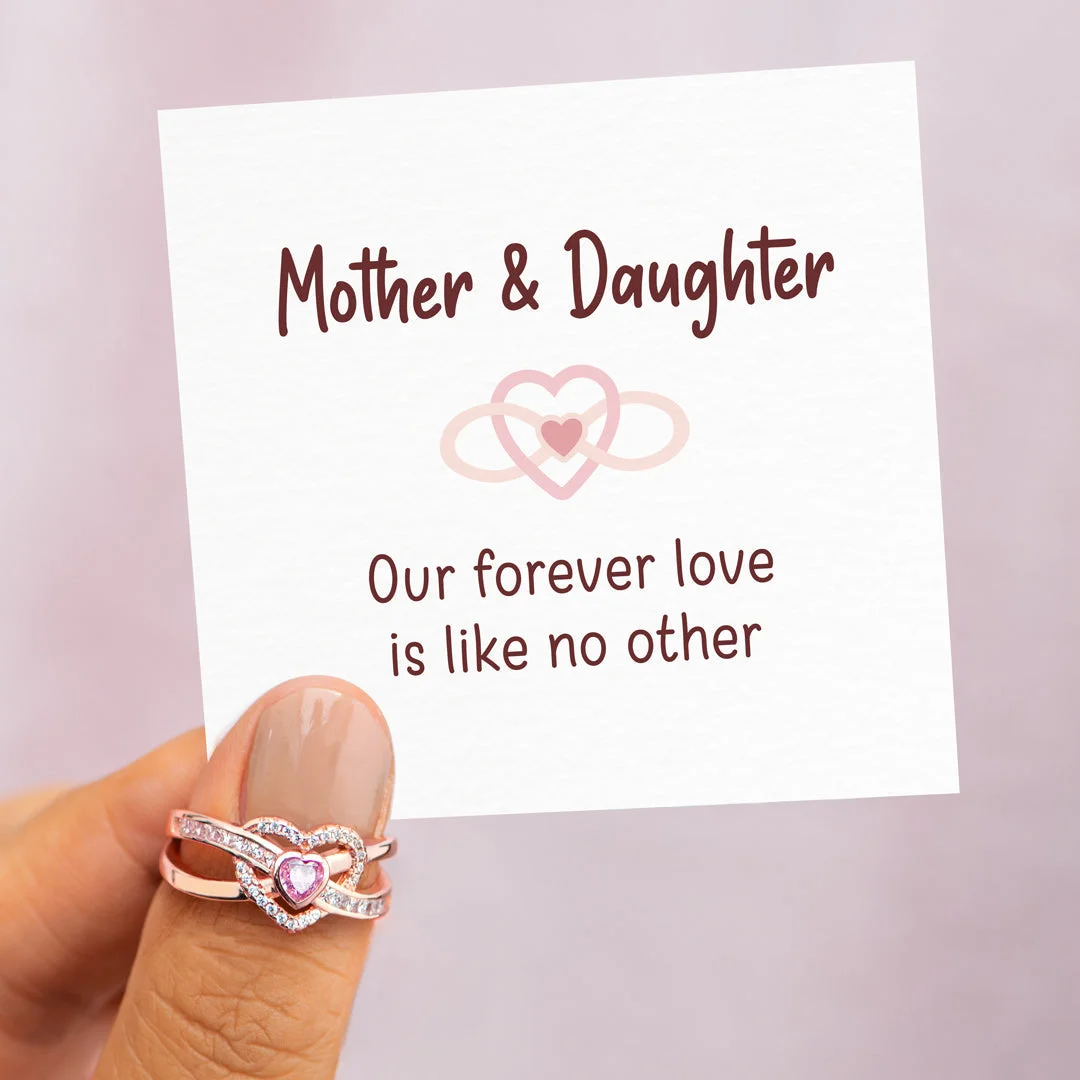 Mom & Daughter Infinity Heart Within Heart Ring