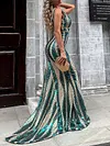 Shiny Mermaid Plunging Sleeveless Maxi Dresses