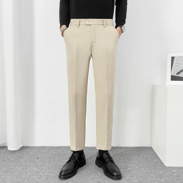 Free Shipping Spring Autumn Men's Woolen Trousers Casual Straight-leg Pants Business Suit Trousers Men's Wear