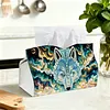 (25cm)Gold Galaxy Blue Wolf DIY Diamond Painting PU Tissue Holder Box