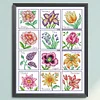 [Brand]Twelve Months Of Flowers - 14CT Stamped Cross Stitch - 45*56cm - Flower