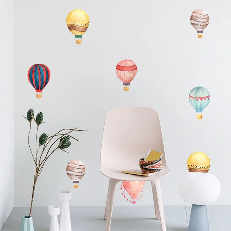 36pcs Macaron Hot Air Balloon Water color Wall Sticker Color Circle Wall Decals For Kids Room Baby Nursery Decoration Home Decor