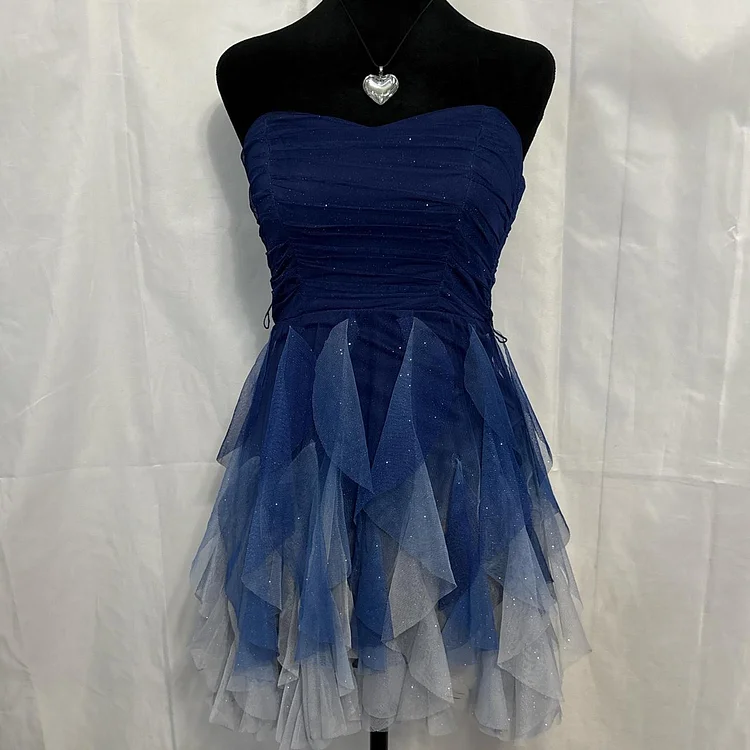 Blue Glitter Ombre Short Homecoming Dress Party Dress Evening Dress Prom Dress