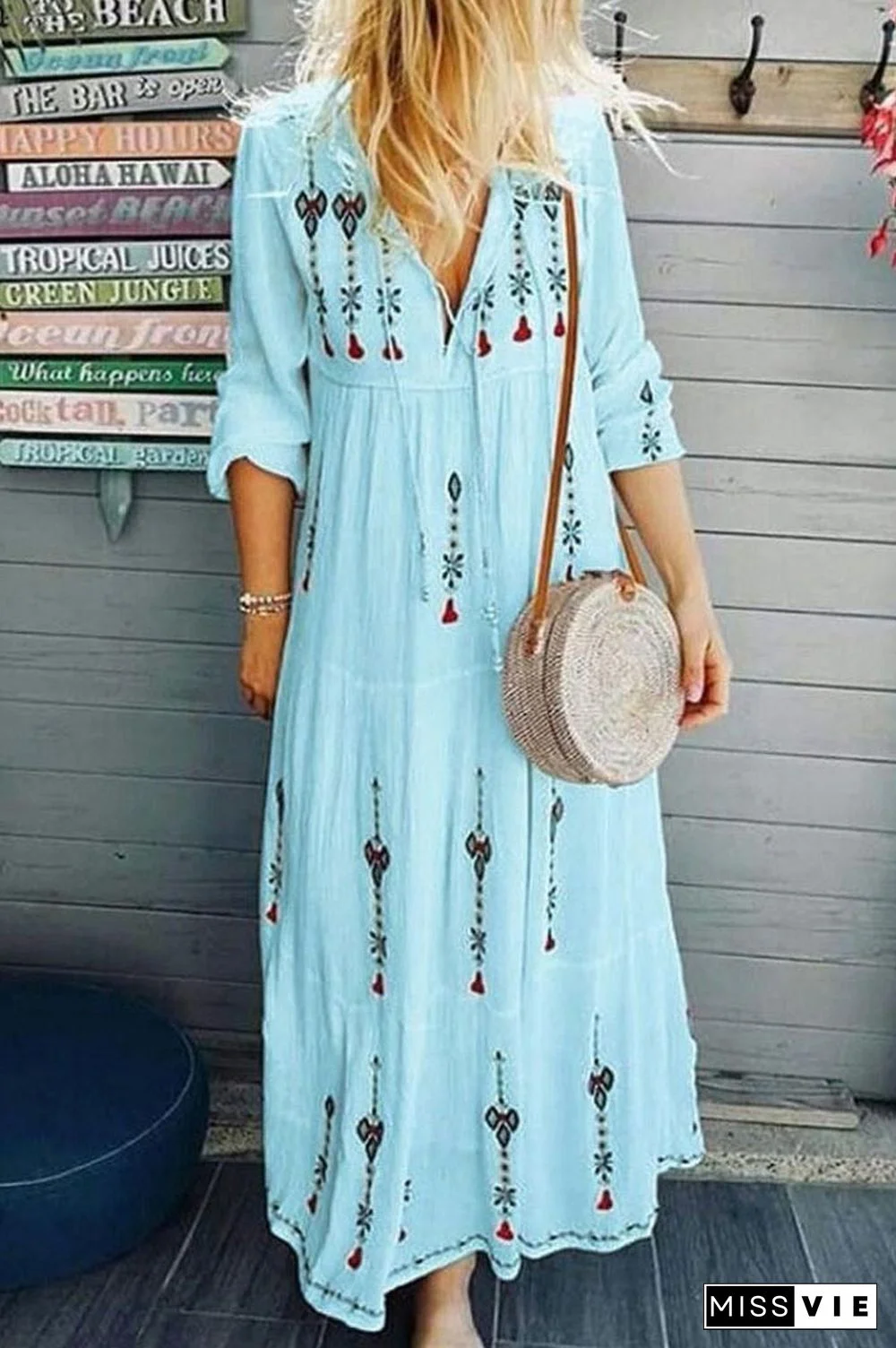 Spring Summer Casual Women Print Long Dress