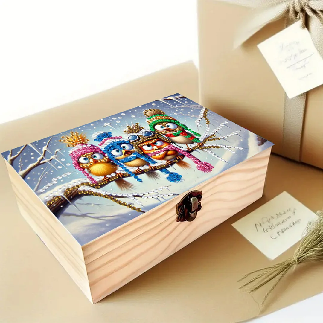 Bird DIY Wooden 5D Diamond Art Diamond Art Storage Box for Adults Gifts Desktop
