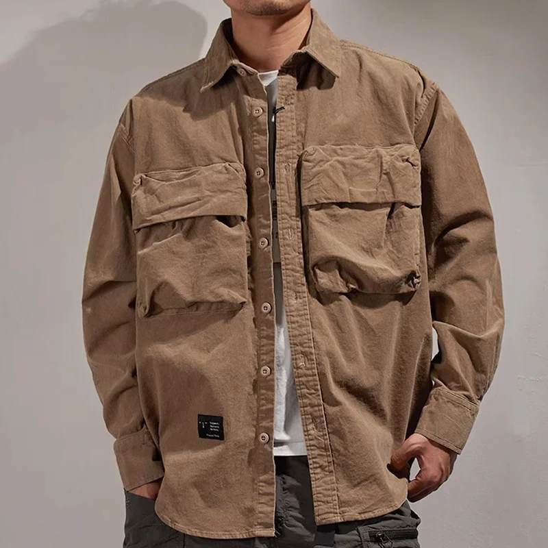 Vintage Long Sleeve Heavy Corduroy Cargo Shirt Jacket
