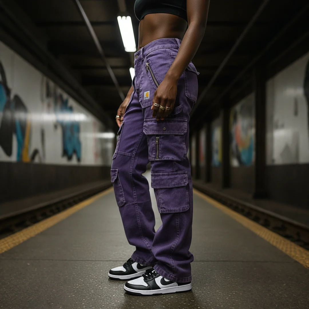 Street Style Multi-functional Multi-pocket Multi-zipper Retro Washed Cargo Trousers