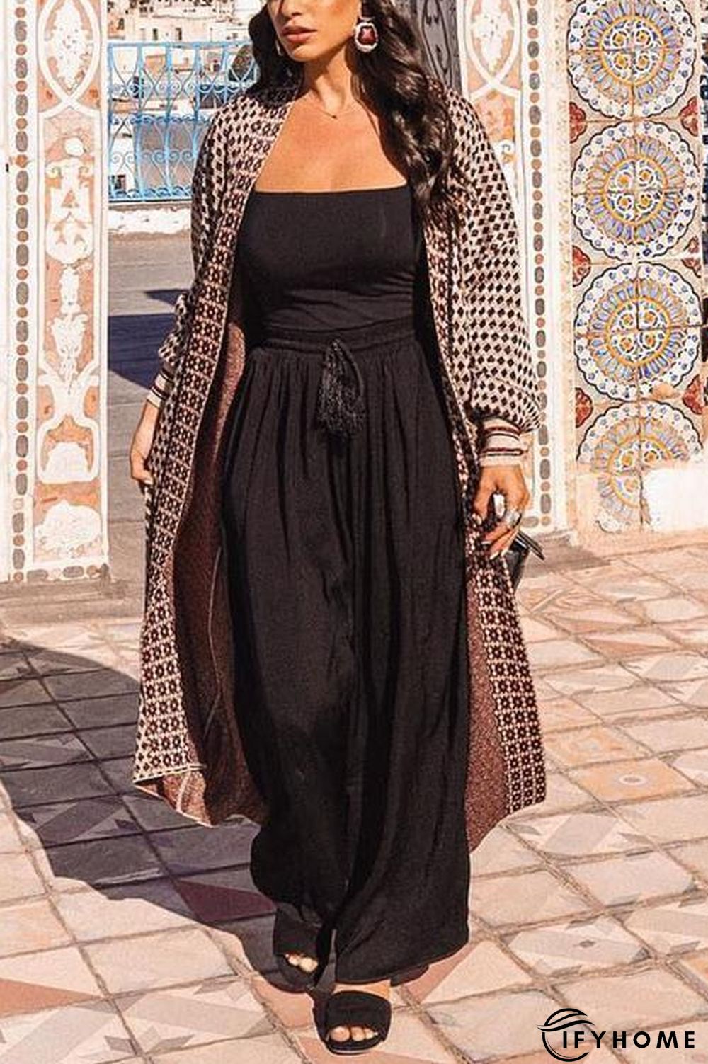 Digital Print Long Sleeve Cardigan Coat | IFYHOME