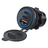 12V-24V Car Charger Socket 3 Ports PD Type C QC 3.0 USB Outlet for Car RV Marine