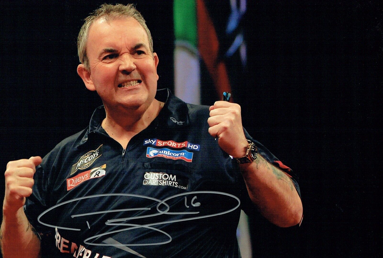 Phil The Power TAYLOR Signed Autograph 16 Darts Champion 12x8 Photo Poster painting A AFTAL COA